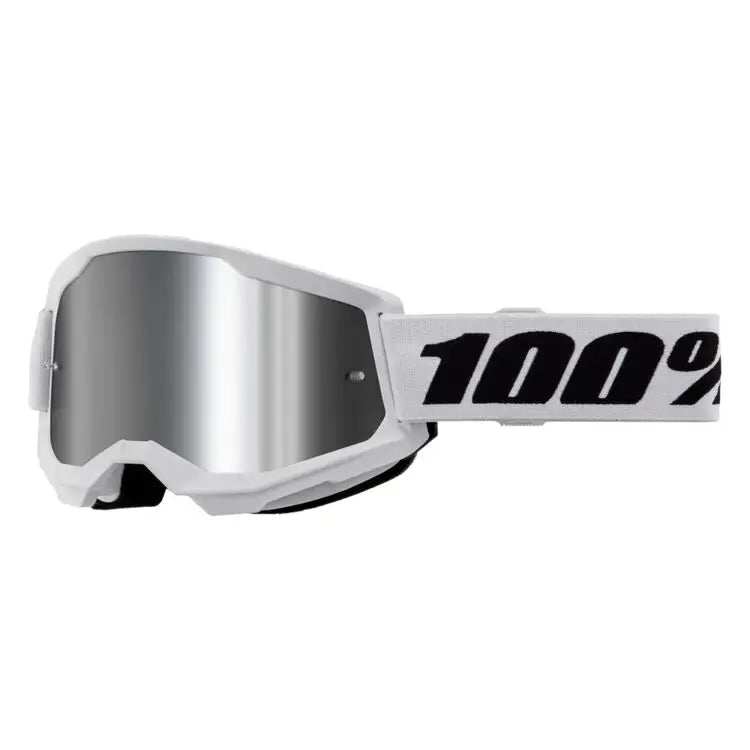 100% Strata 2 Goggles - White Mirror Silver Lens - Goggles
