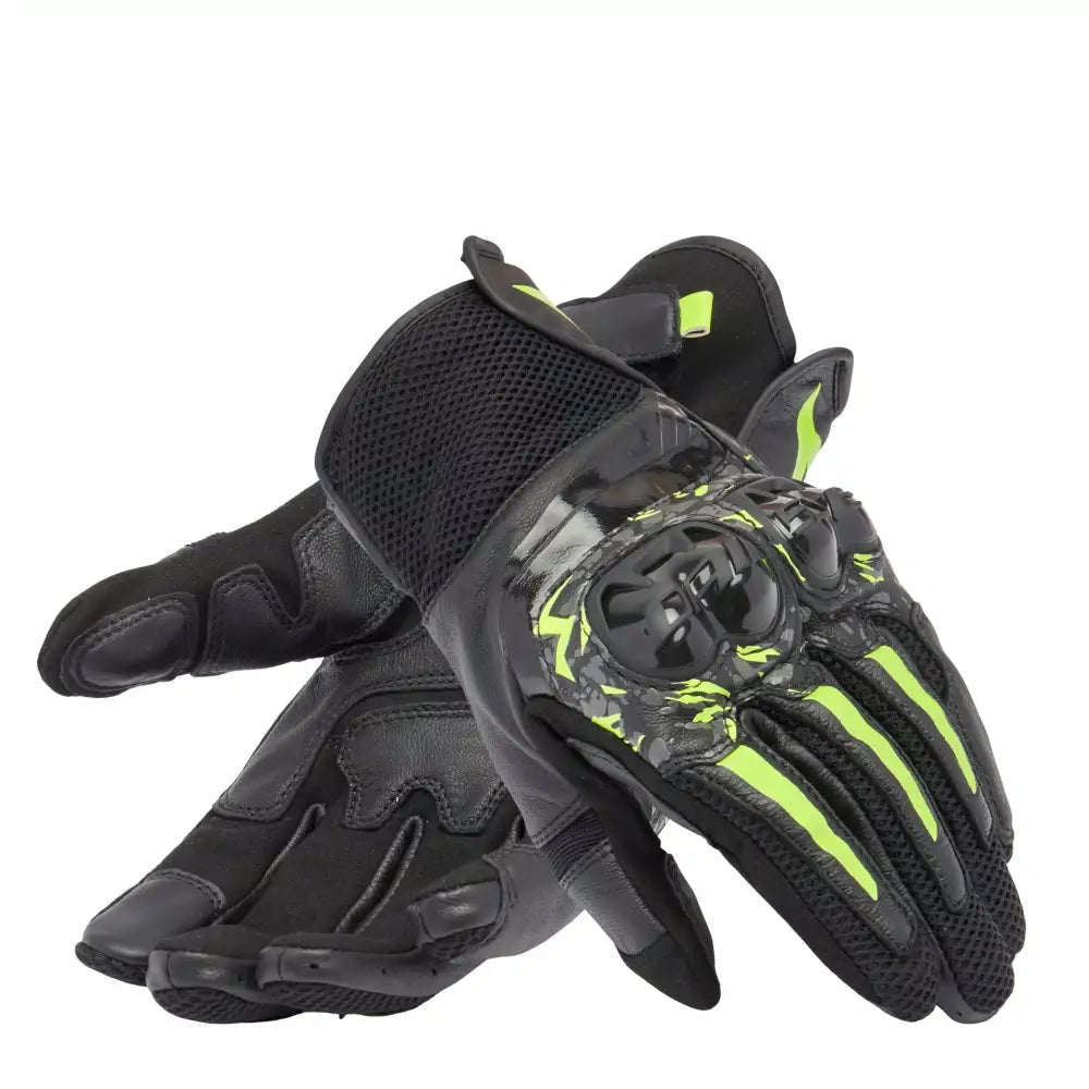 Dainese MIG 3 Unisex Leather Gloves Black/Anthracite/Yellow Fluo - 3XS - Gloves
