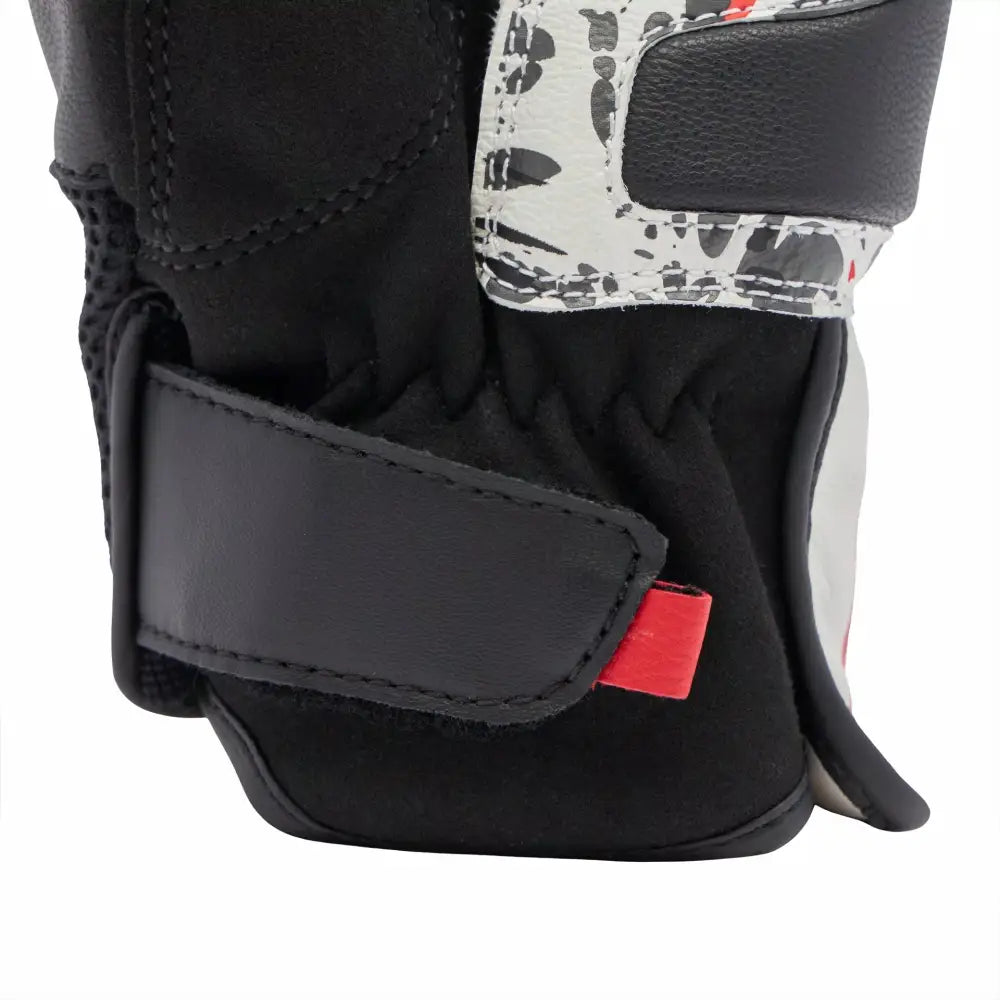 Dainese MIG 3 Unisex Leather Gloves Black/Red Spray/White - Gloves