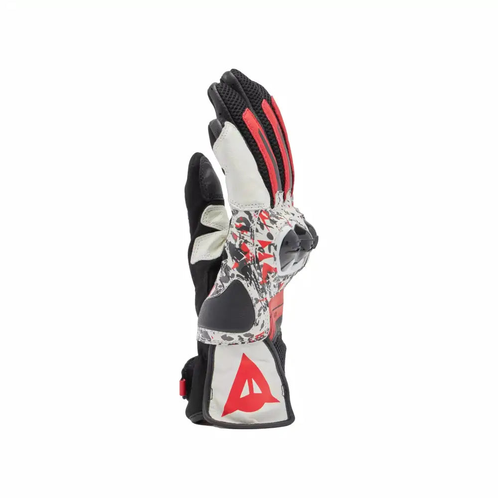 Dainese MIG 3 Unisex Leather Gloves Black/Red Spray/White - Gloves