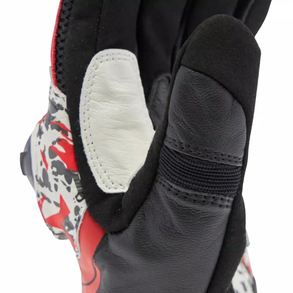 Dainese MIG 3 Unisex Leather Gloves Black/Red Spray/White - Gloves