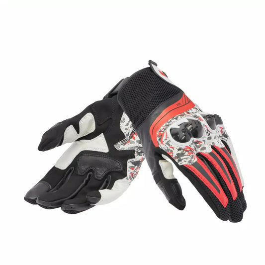 Dainese MIG 3 Unisex Leather Gloves Black/Red Spray/White - 3XS - Gloves