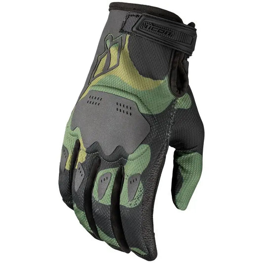 Icon Hooligan Magnacross Gloves Camo Green