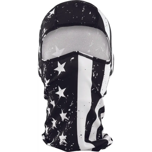 ZAN Headgear Polyester Balaclava - Black White Flag - WBP091